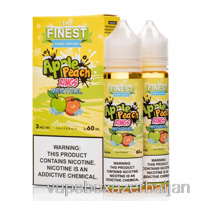 E-Juice Vape Apple Peach Sour Rings MENTHOL - The Finest Candy Edition - 120mL 0mg